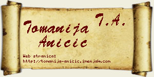 Tomanija Aničić vizit kartica